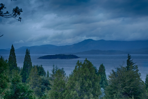 From our back deck, a moody sky over Lago Nahuel Huapi.